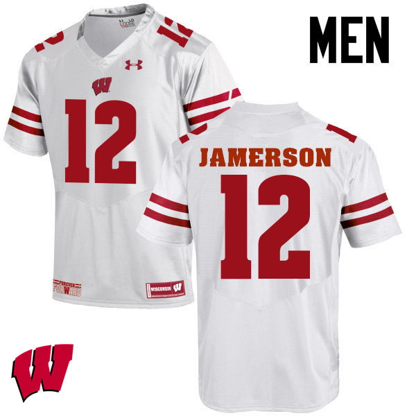 Wisconsin Badgers Men's #12 Natrell Jamerson NCAA Under Armour Authentic White College Stitched Football Jersey DW40Z53BS